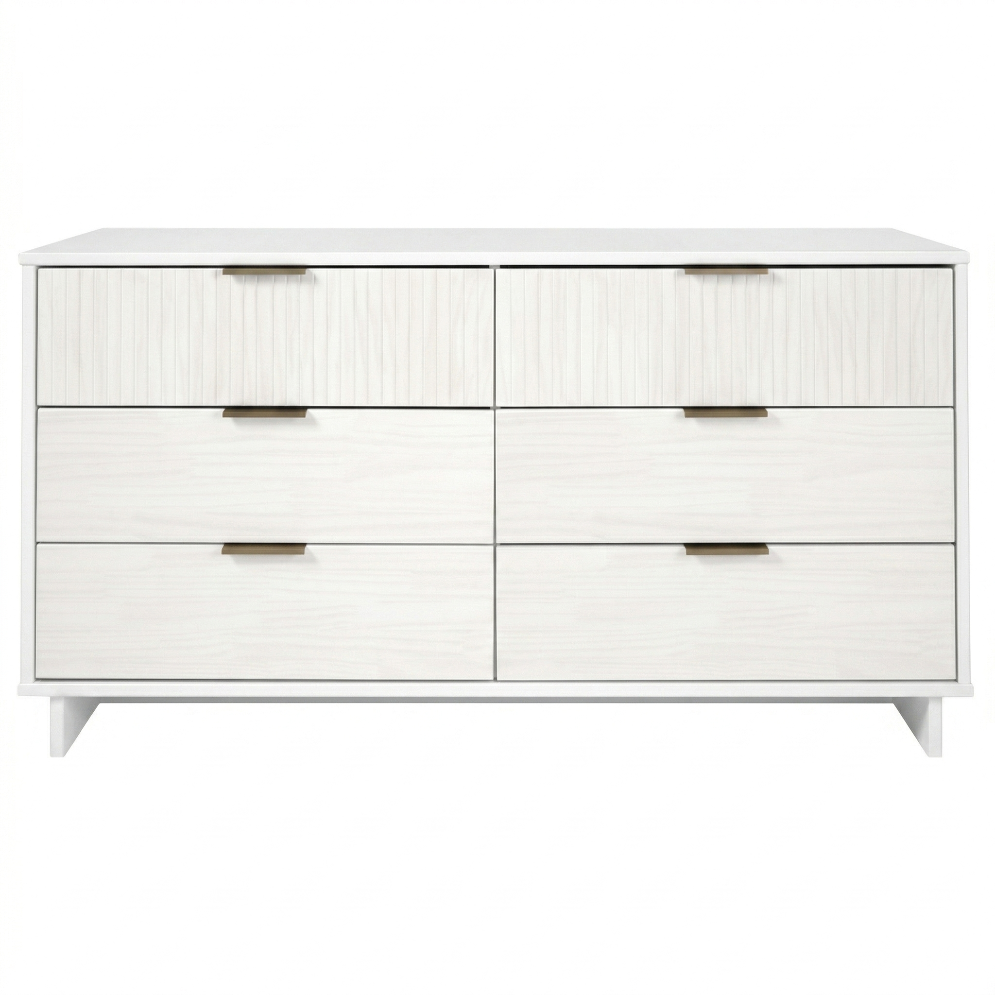 Granville 55.04" Modern White Solid Wood Double Wide Dresser | MidinMod