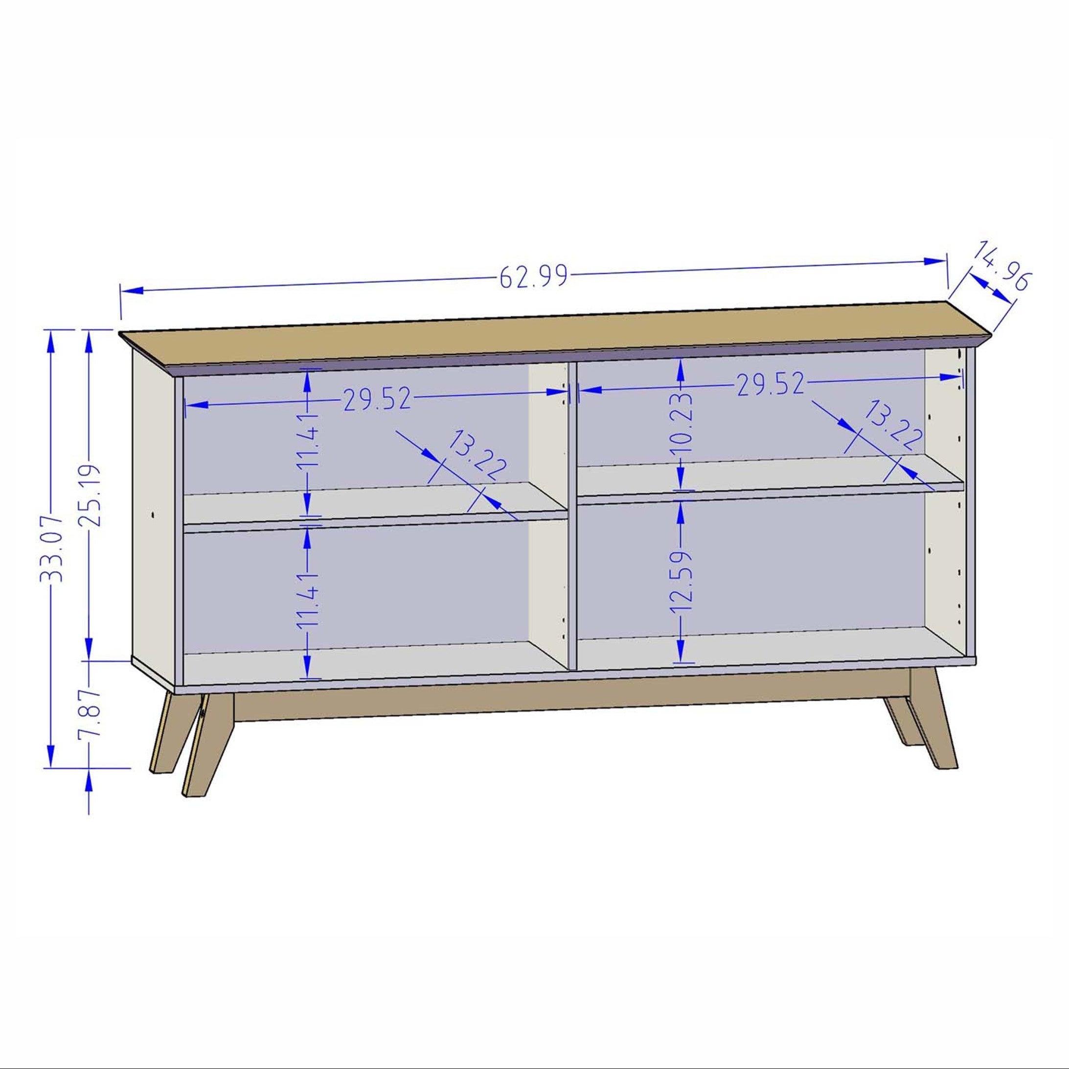 Granville 55.07" Modern Off White Solid Wood Sideboard | MidinMod