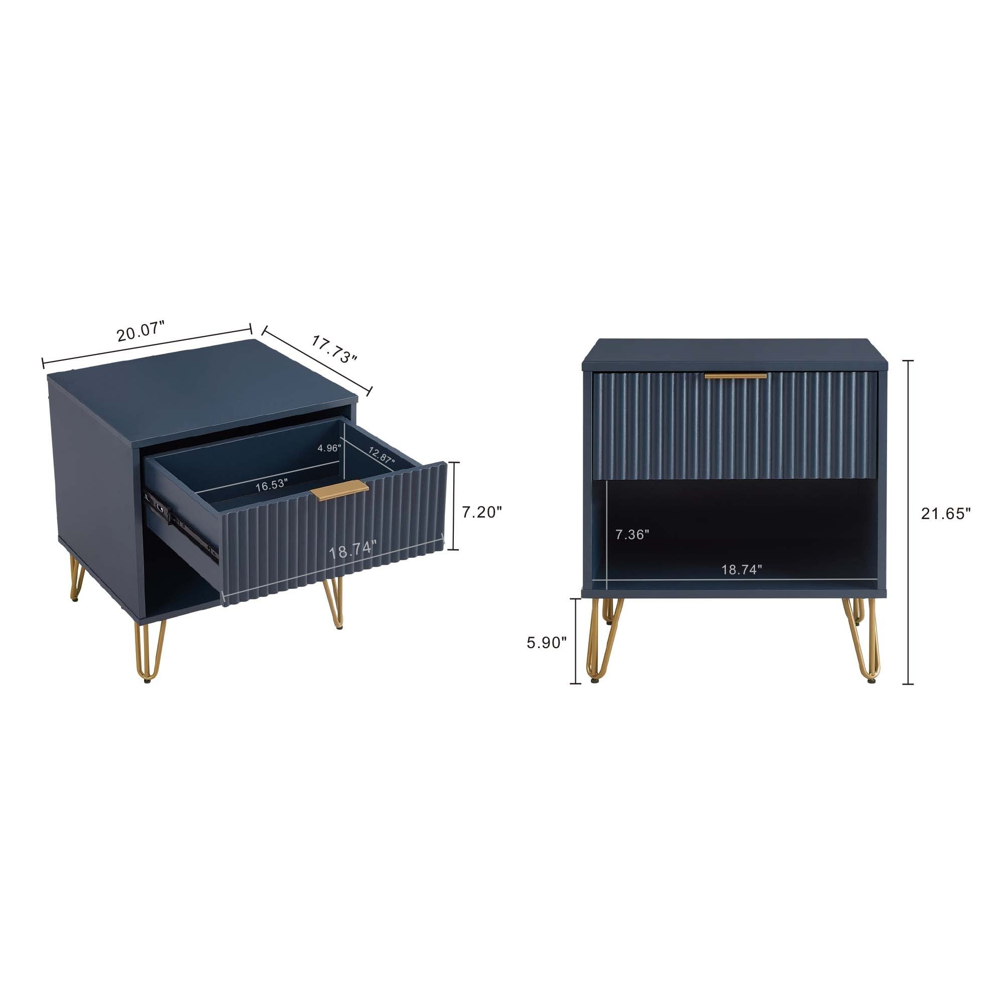 Granville 1.0 Midnight Blue Nightstand | Sleek Modern Bedside Storage | MidinMod