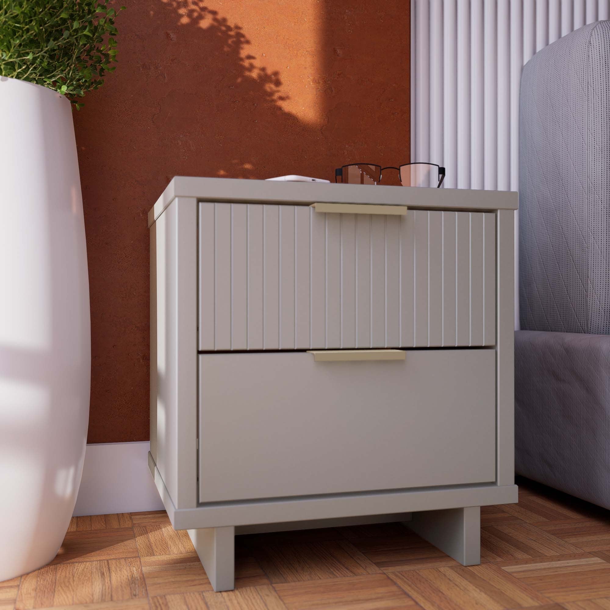 Granville 2.0 Light Gray Nightstand | Modern Solid Wood Bedside Table | MidinMod