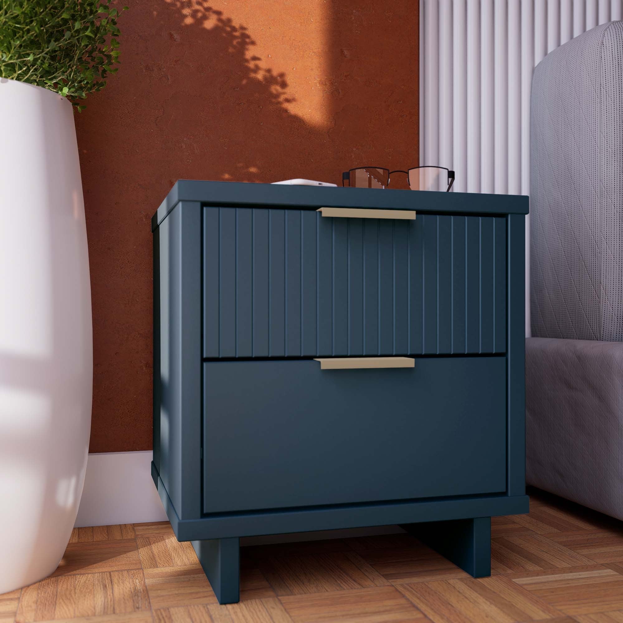 Granville 2.0 Midnight Blue Nightstand | Modern Solid Wood Bedside Table | MidinMod