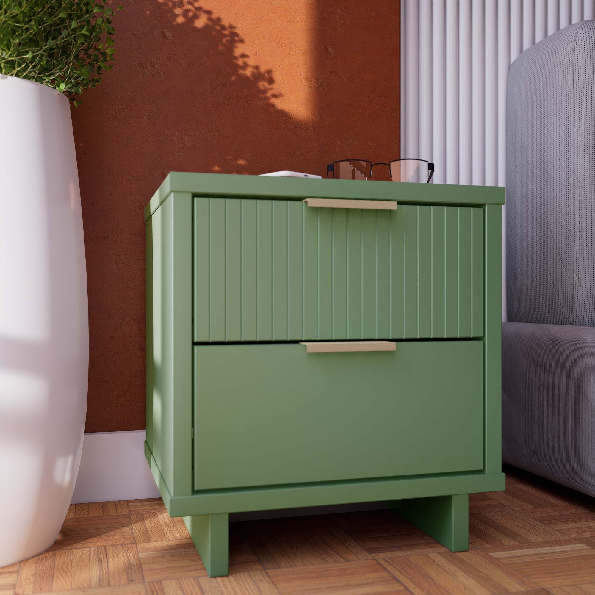 Granville 2.0 Sage Green Nightstand | Modern Solid Wood Bedside Table | MidinMod