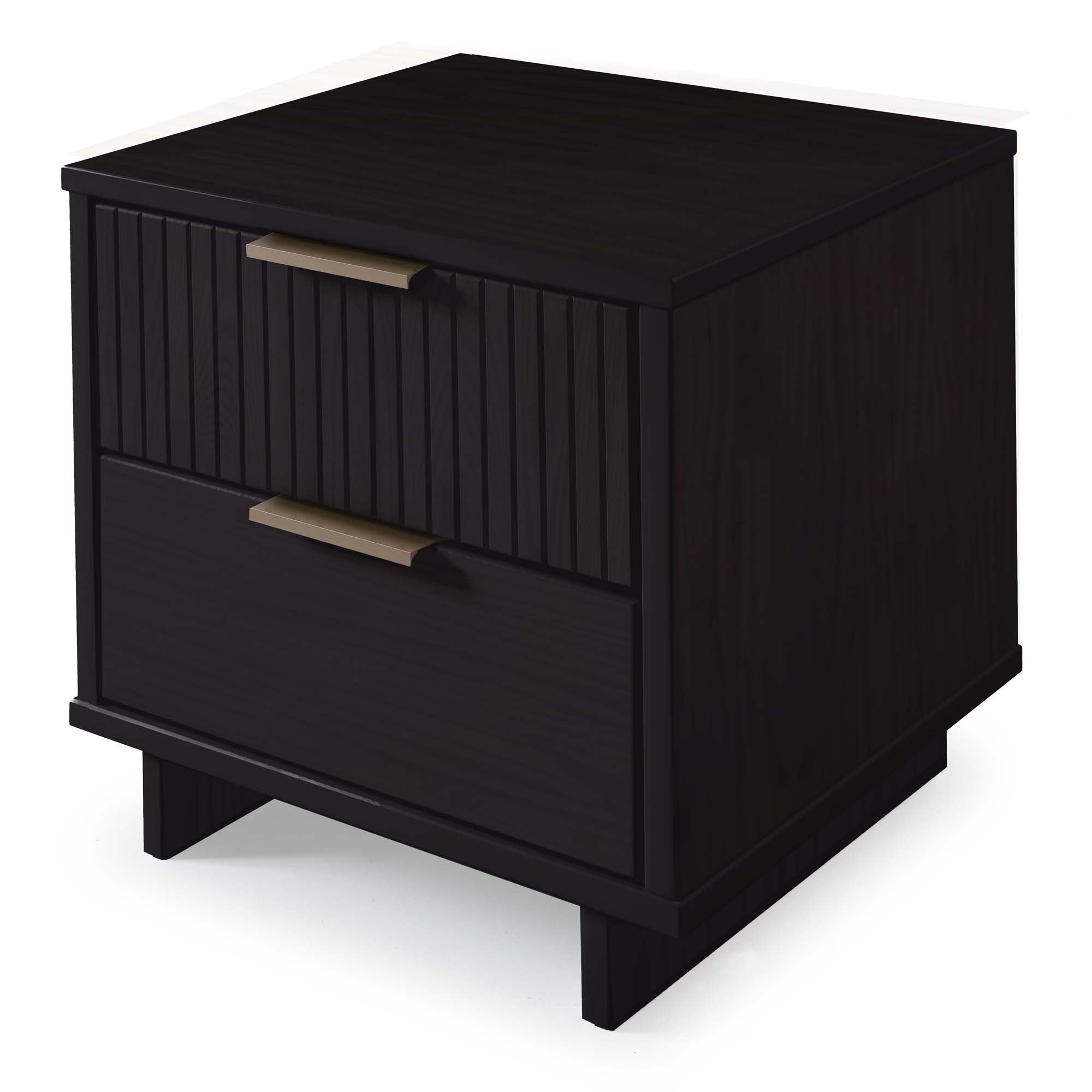 Granville Modern Black Solid Wood 2-Drawer Nightstand | MidinMod