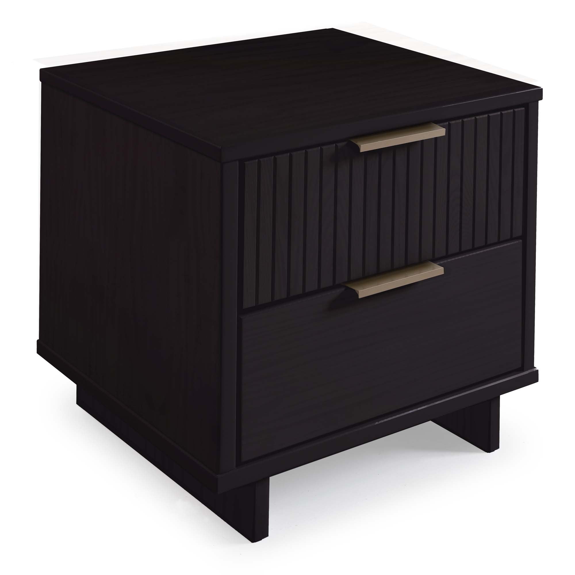Granville Modern Black Solid Wood 2-Drawer Nightstand | MidinMod