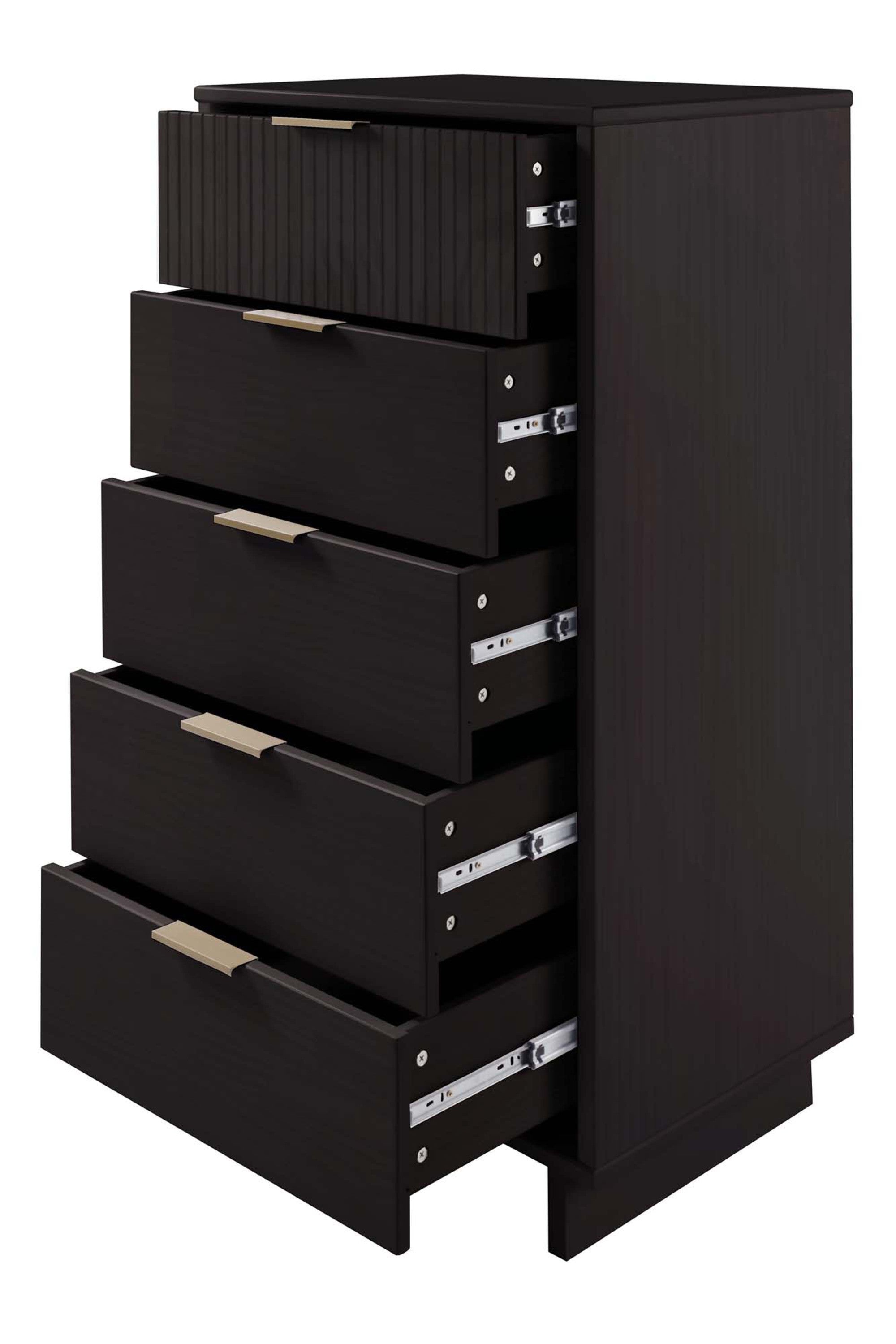 Granville Tall Narrow Black Dresser | Modern Solid Wood Chest