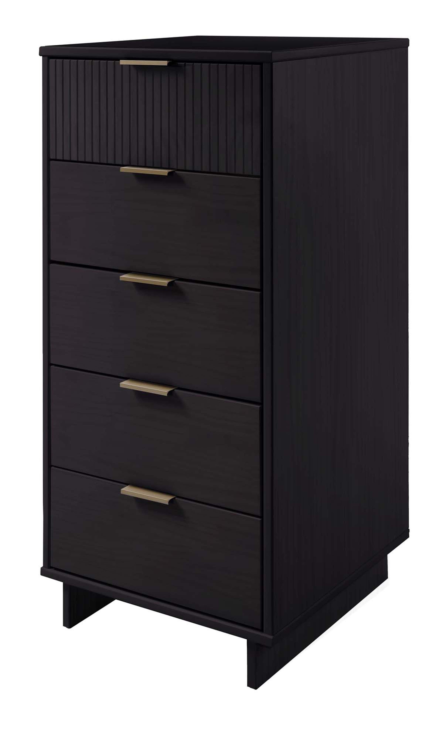 Granville Tall Narrow Dresser in Black | Modern Solid Wood Chest of Drawers | MidinMod