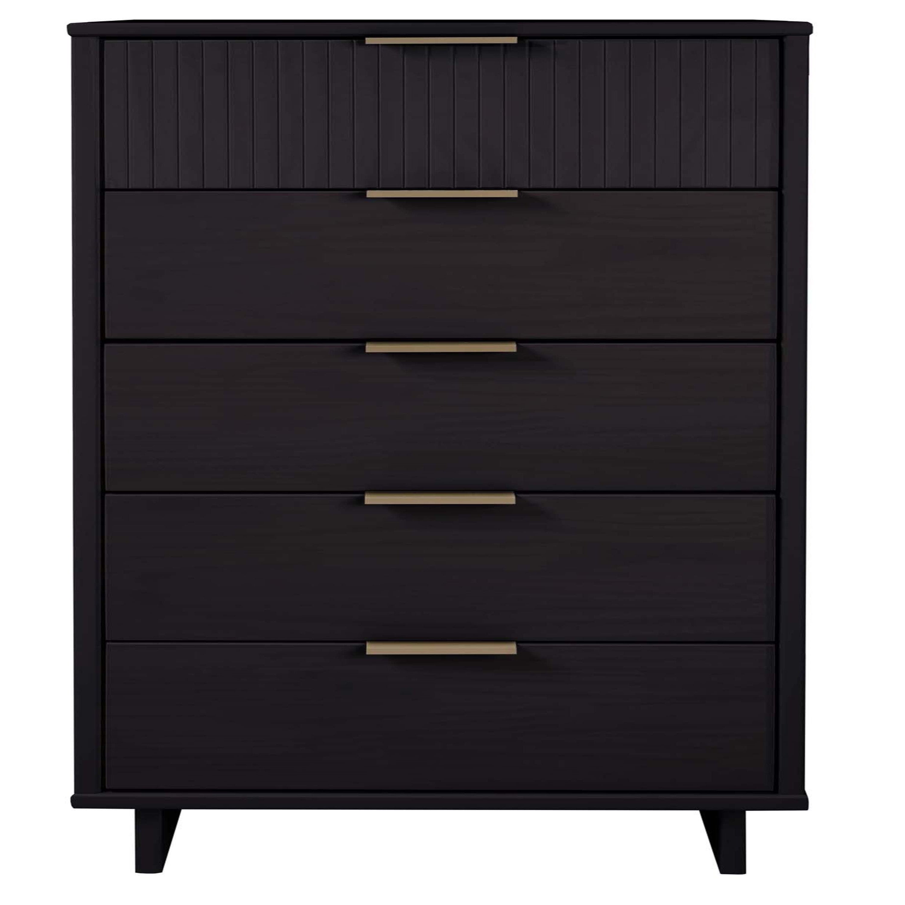 Granville Tall Narrow Black Dresser | Modern Solid Wood Chest