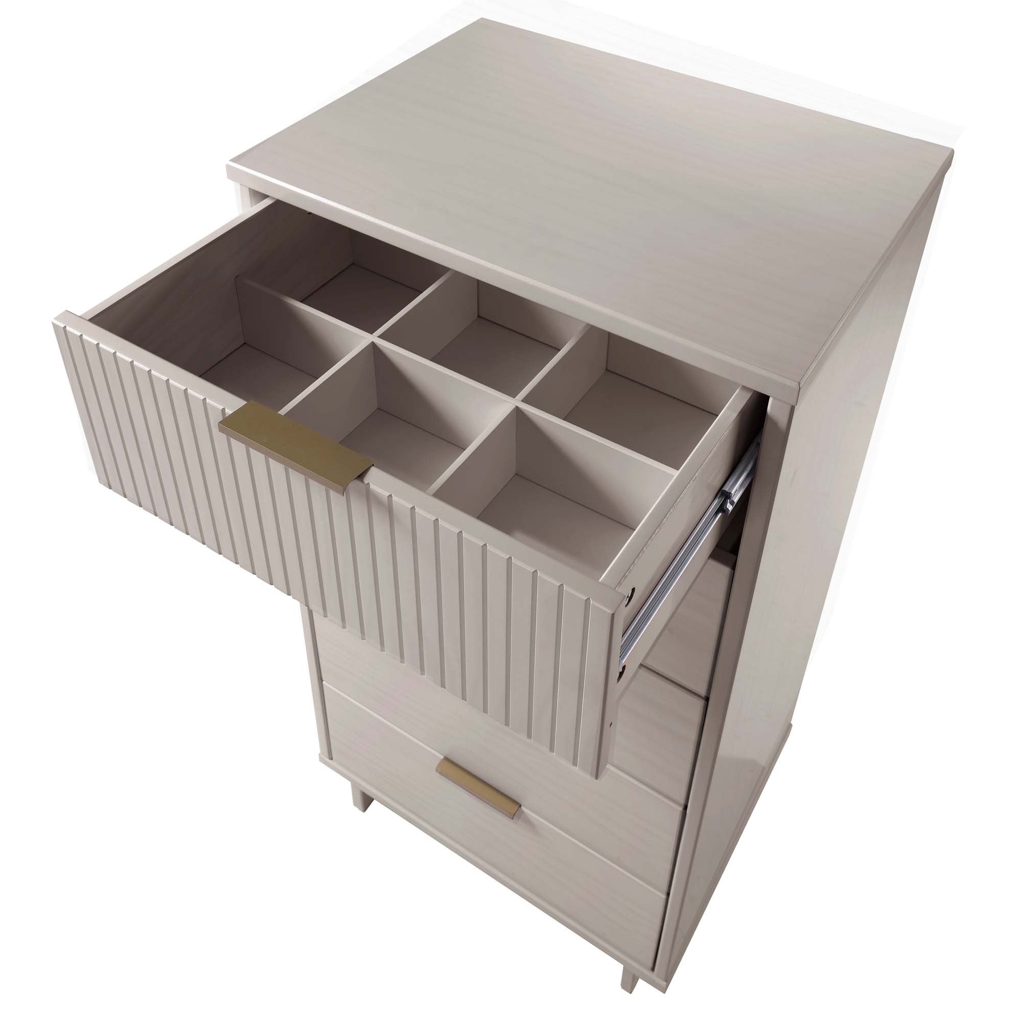 Granville Tall Narrow Dresser in Light Grey | Modern Solid Wood Chest of Drawers | MidinMod