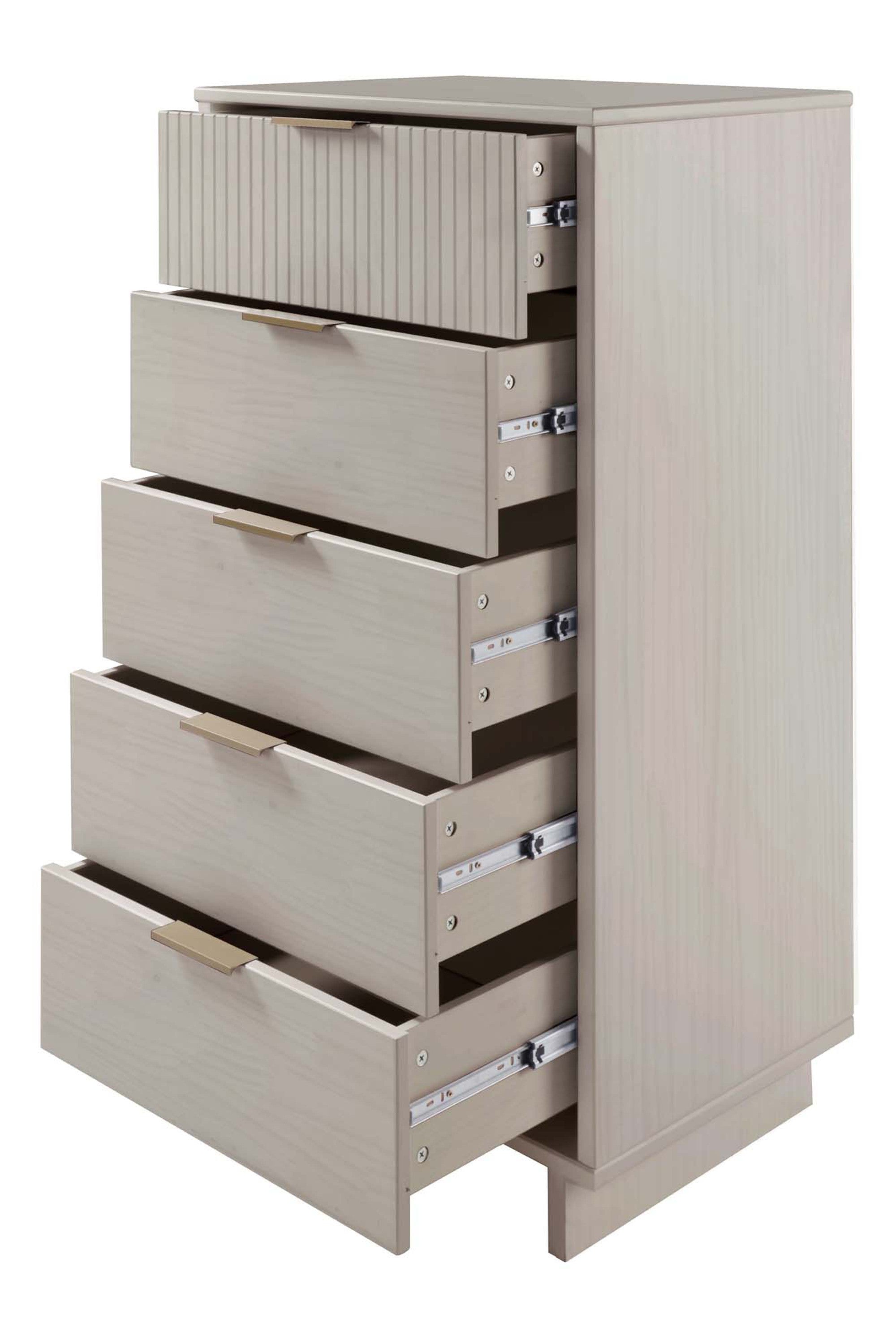 Granville Tall Narrow Dresser in Light Grey | Modern Solid Wood Chest of Drawers | MidinMod