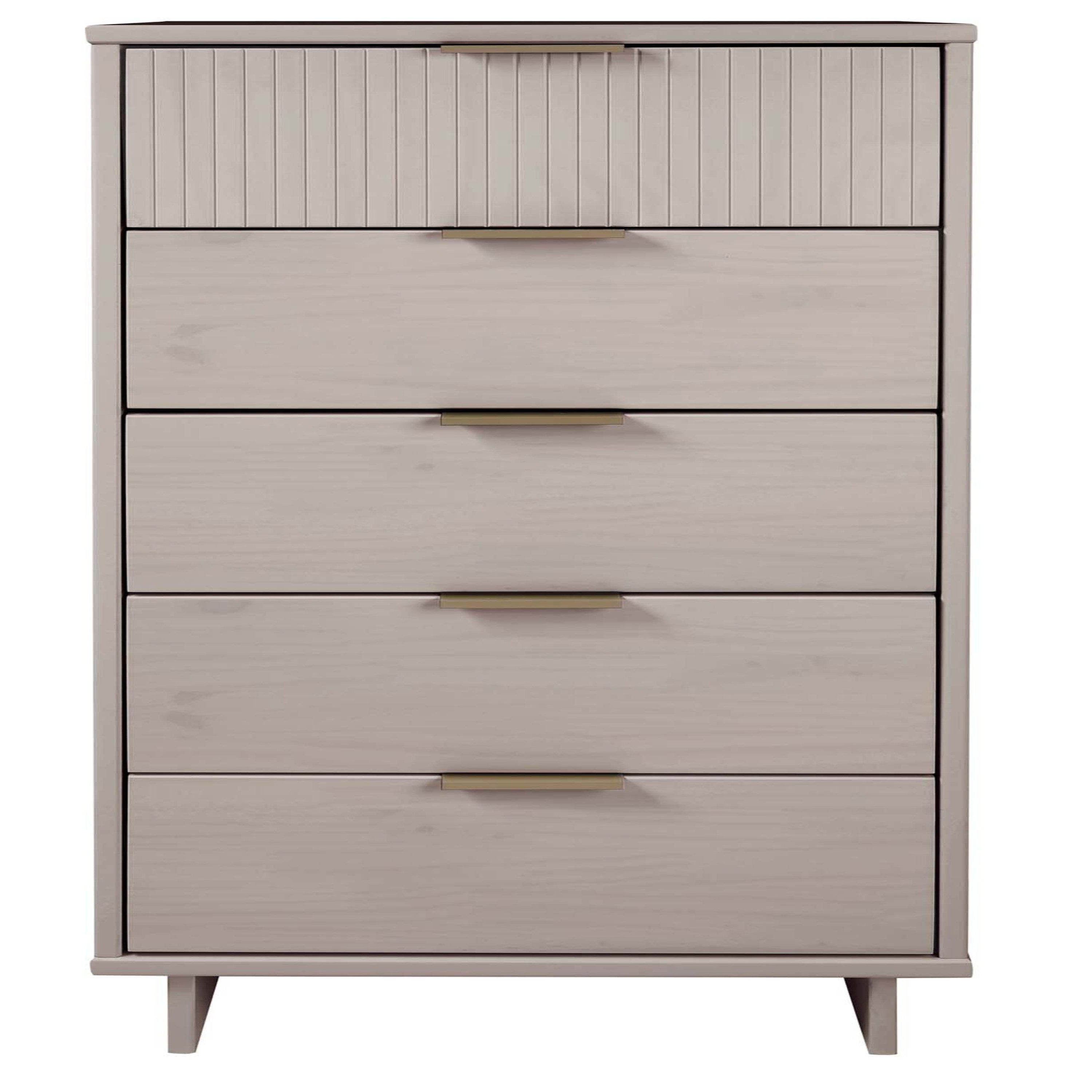 Granville Tall Narrow Dresser in Light Grey | Modern Solid Wood Chest of Drawers | MidinMod