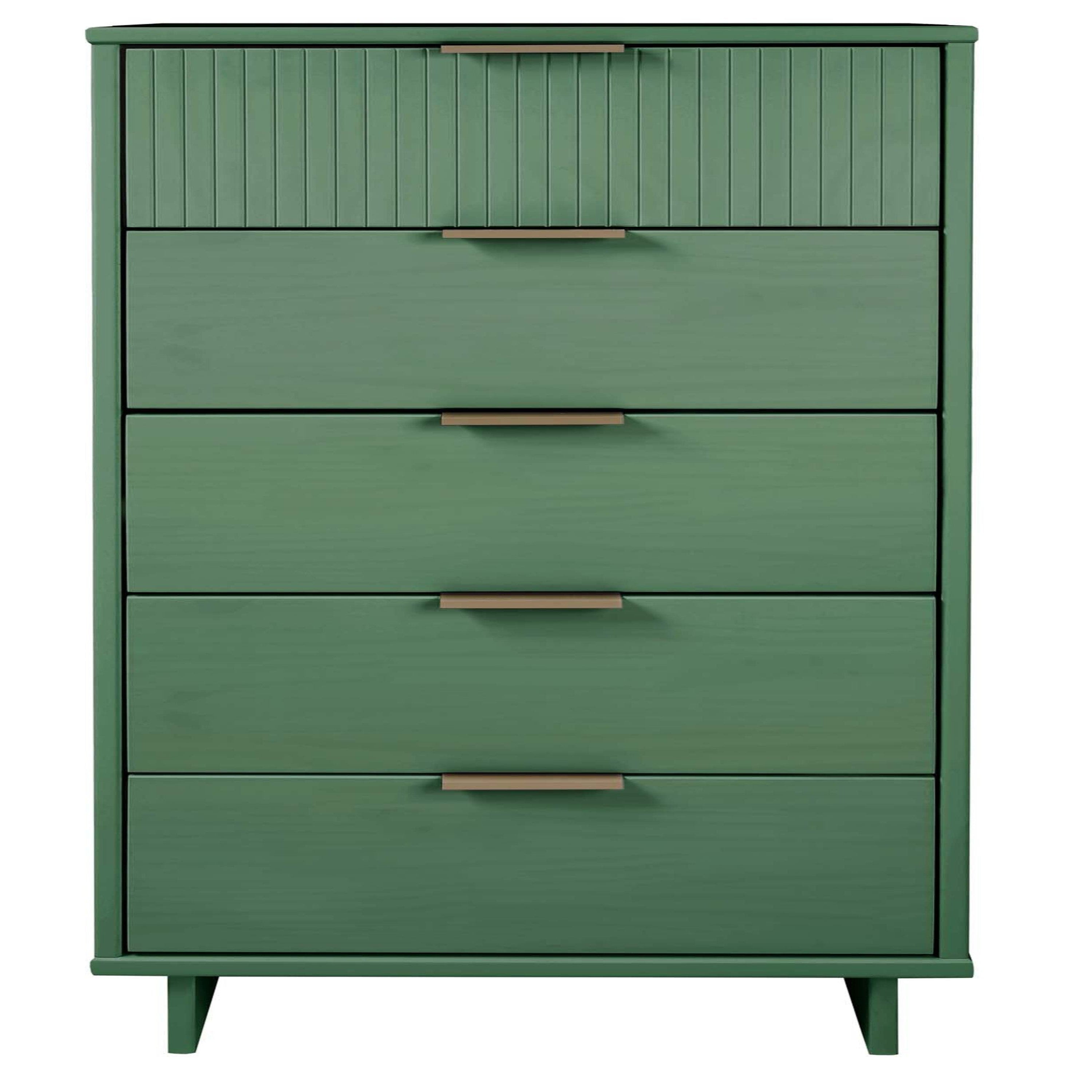 Granville Tall Narrow Dresser in Sage Green | Modern Solid Wood Chest of Drawers | MidinMod