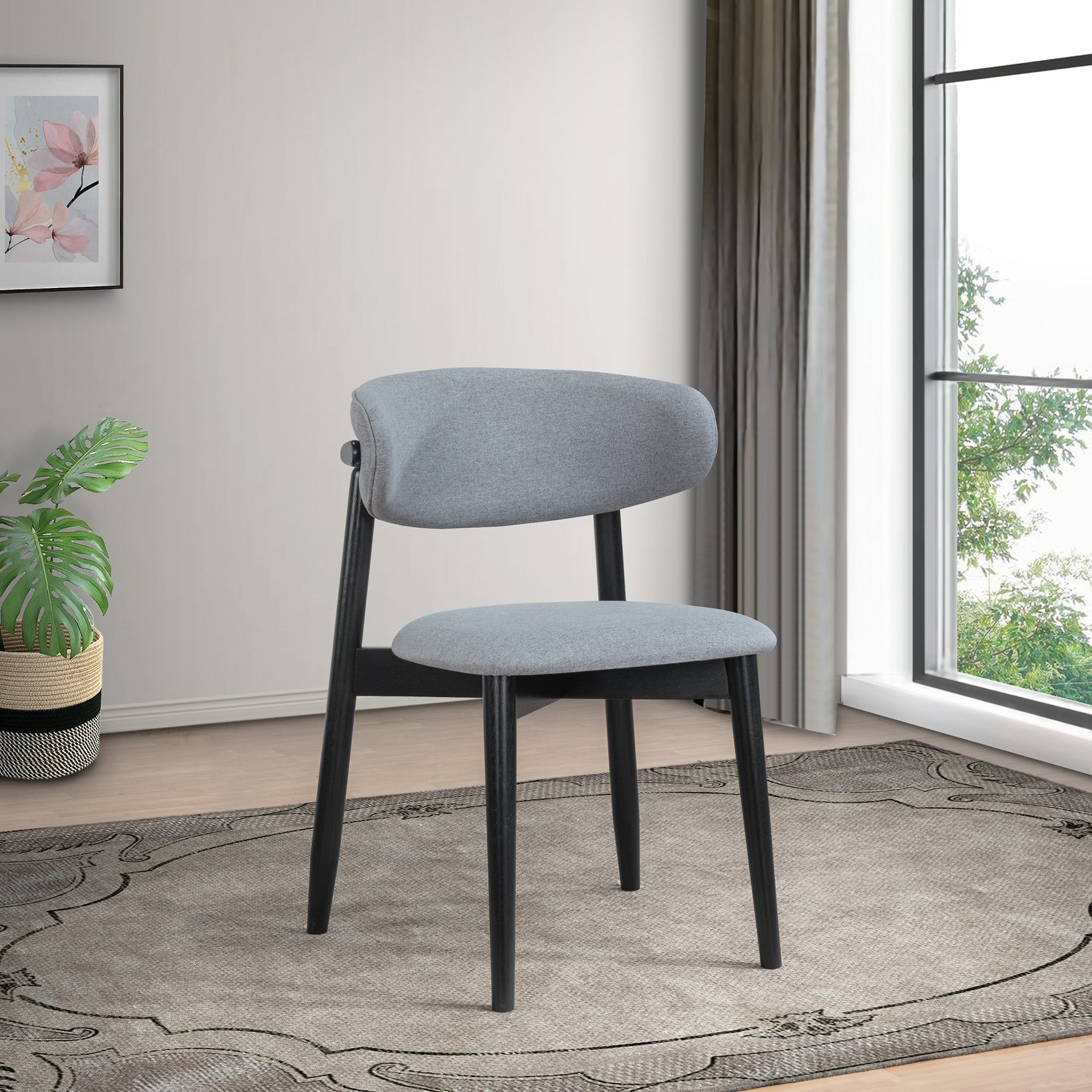 Milan Grey Fabric Dining Chair Set of 2 - MidinMod