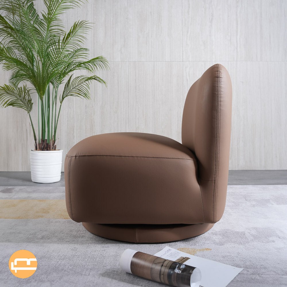 Groveton Brown PU Leather Swivel Chair - MidinMod