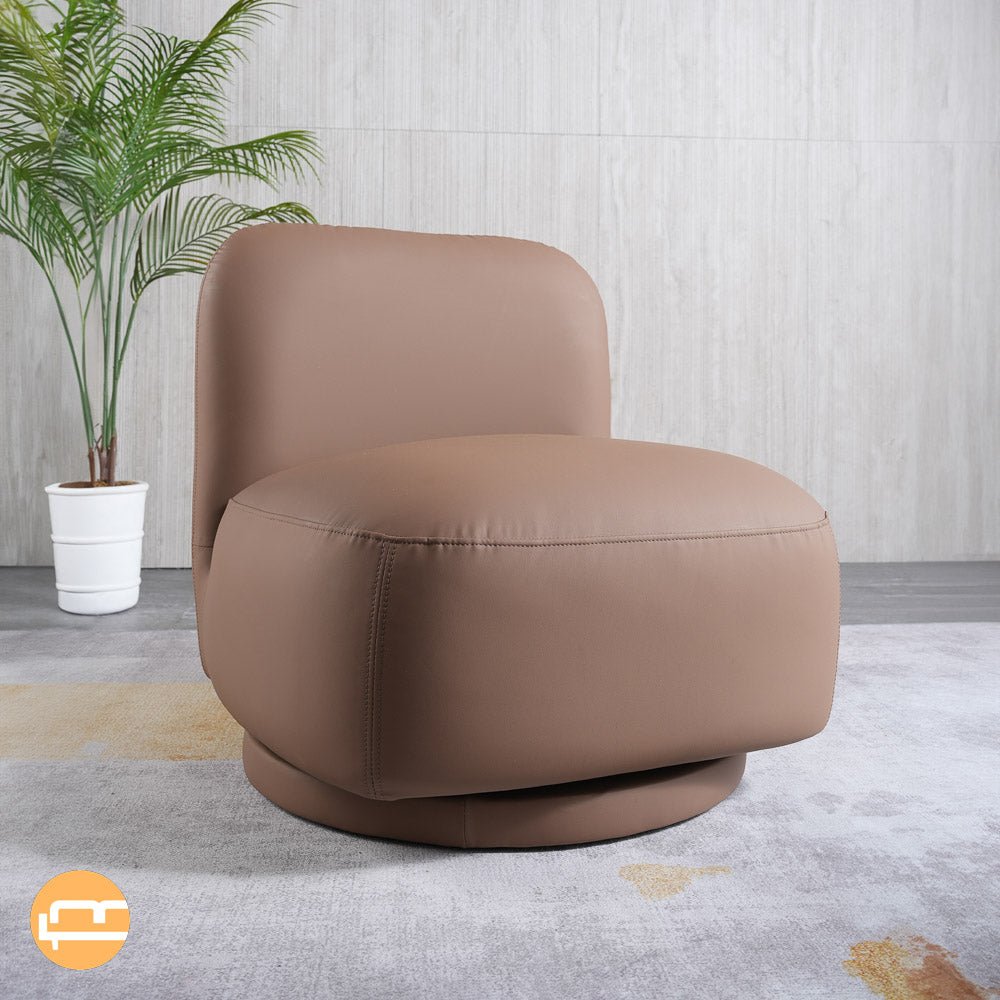 Groveton Brown PU Leather Swivel Chair - MidinMod