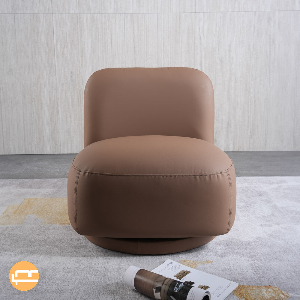 Groveton Brown PU Leather Swivel Chair (Large) - MidinMod