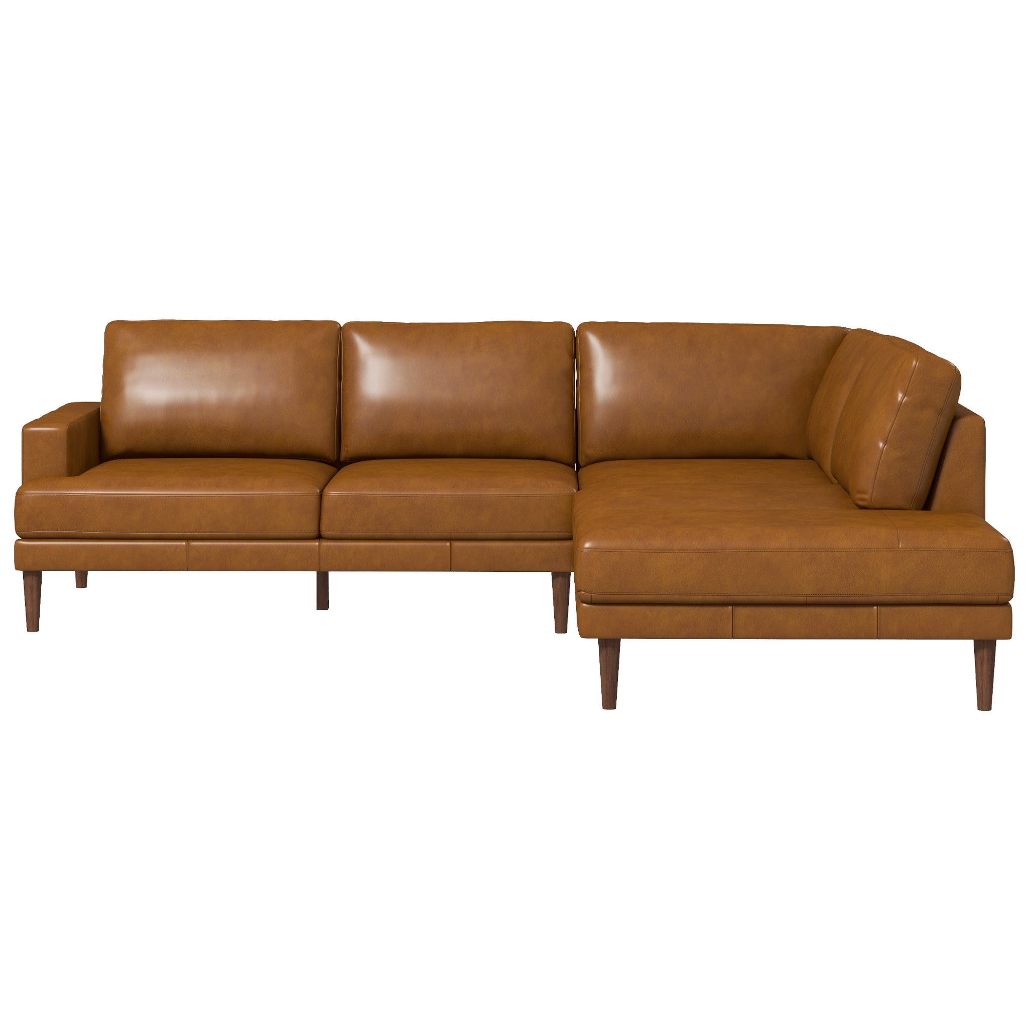 Harmony Tan Leather Sectional Sofa Right Facing Chaise - MidinMod