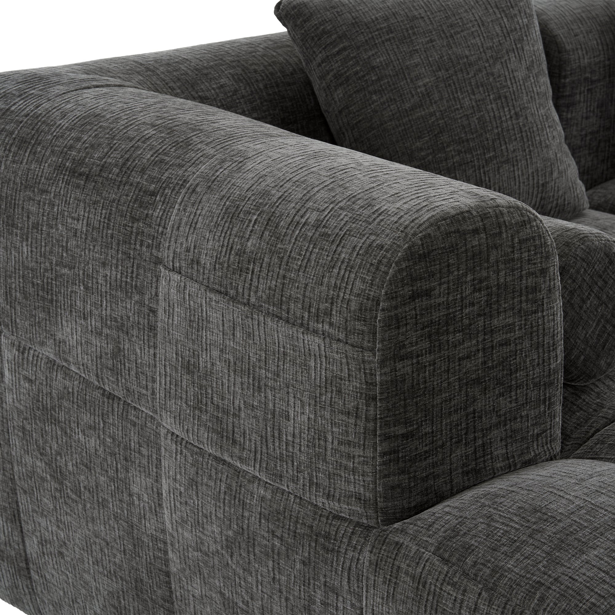 Haworth Grey Chenille 3-Seat Modular Tufted Sectional Sofa with Rolled Arms - MidinMod