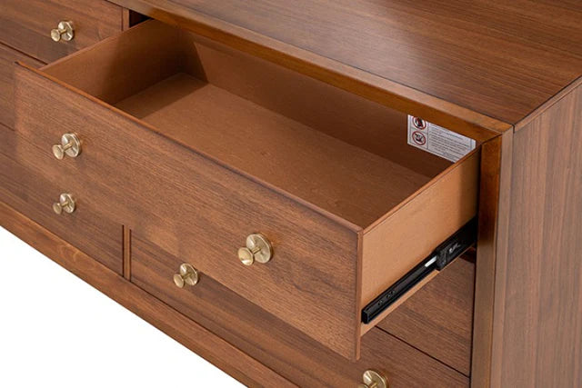Hepburne Walnut Dresser | Mid-Century Modern Rubberwood Dresser | MidinMod