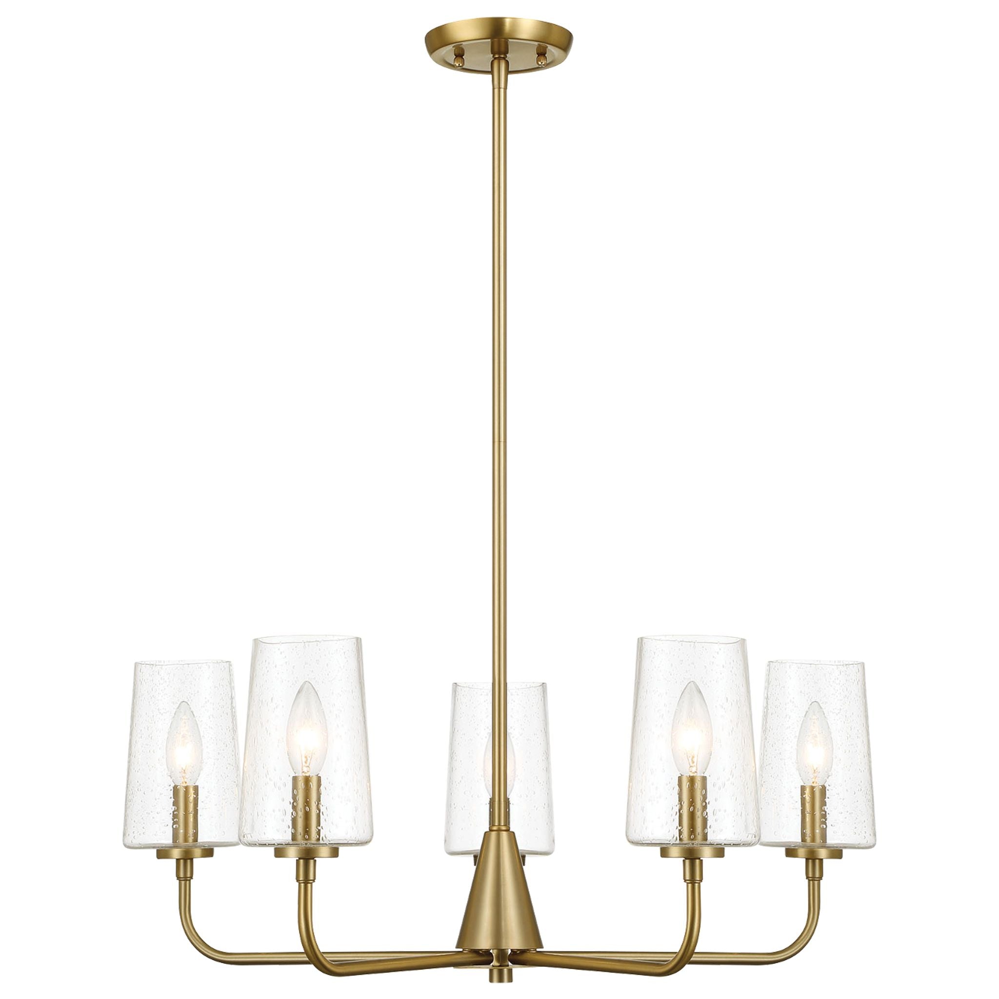 Dazzle Five Lights Chandelier With Clear Seeded Glass -Satin Brass