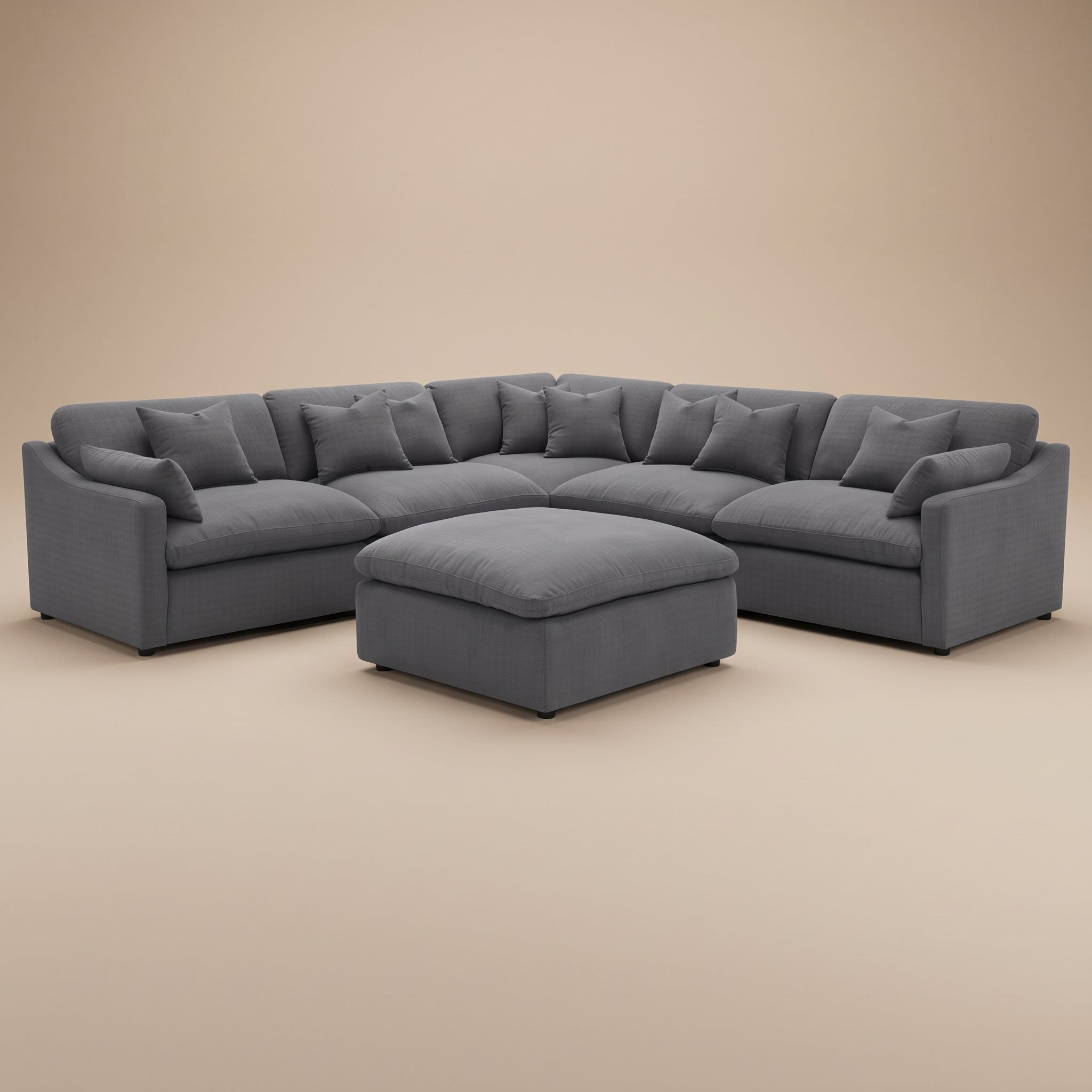 Hobson 6-piece Upholstered Modular Sectional Sofa Charcoal