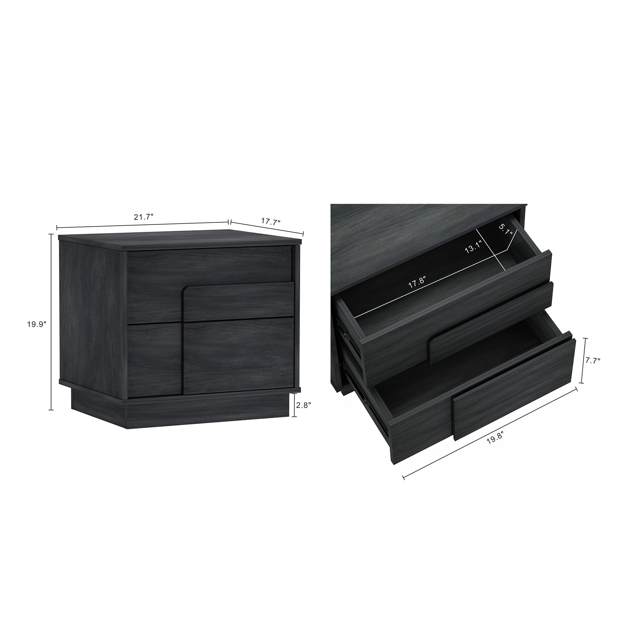 Horizon Charcoal Gray Nightstand | Modern Bedside Storage Table | MidinMod