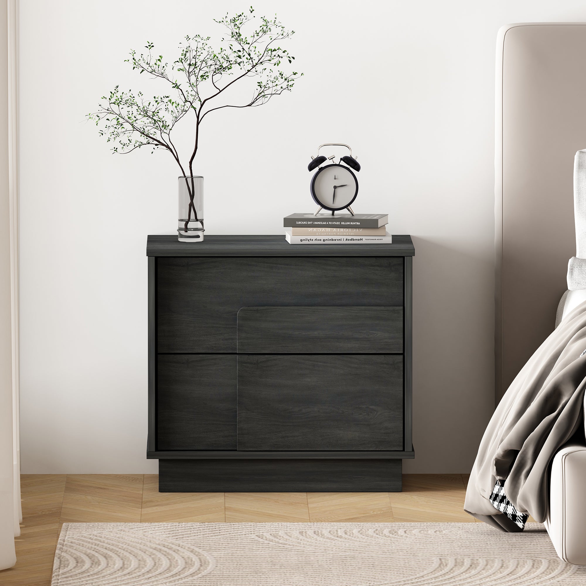 Horizon Charcoal Gray Nightstand | Modern Bedside Storage Table | MidinMod