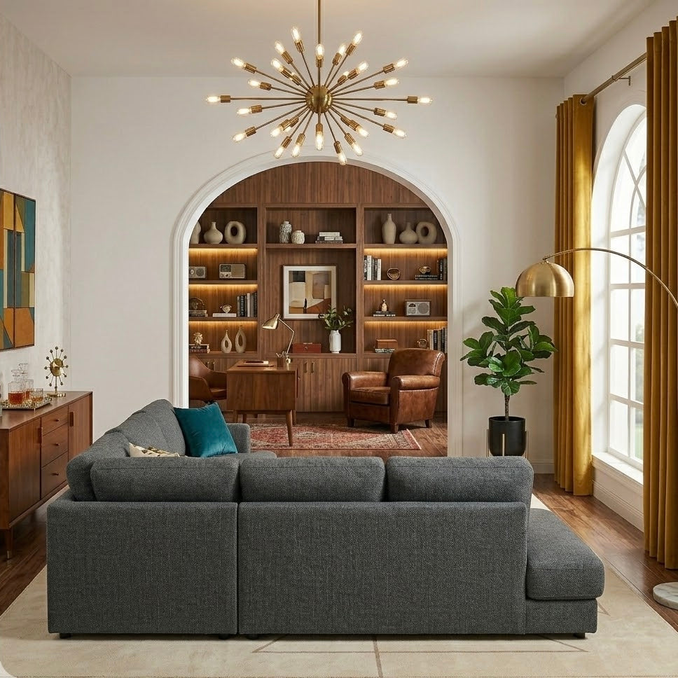 Glendale Grey Fabric L-Shaped Right Sectional Sofa