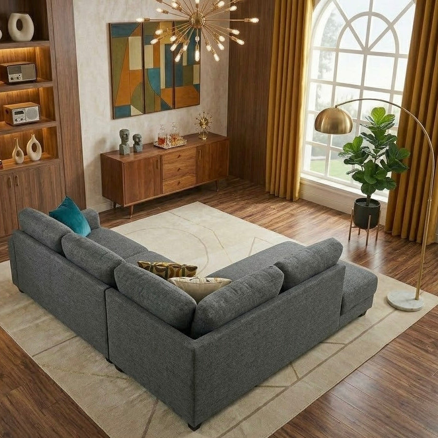 Glendale Grey Fabric L-Shaped Right Sectional Sofa
