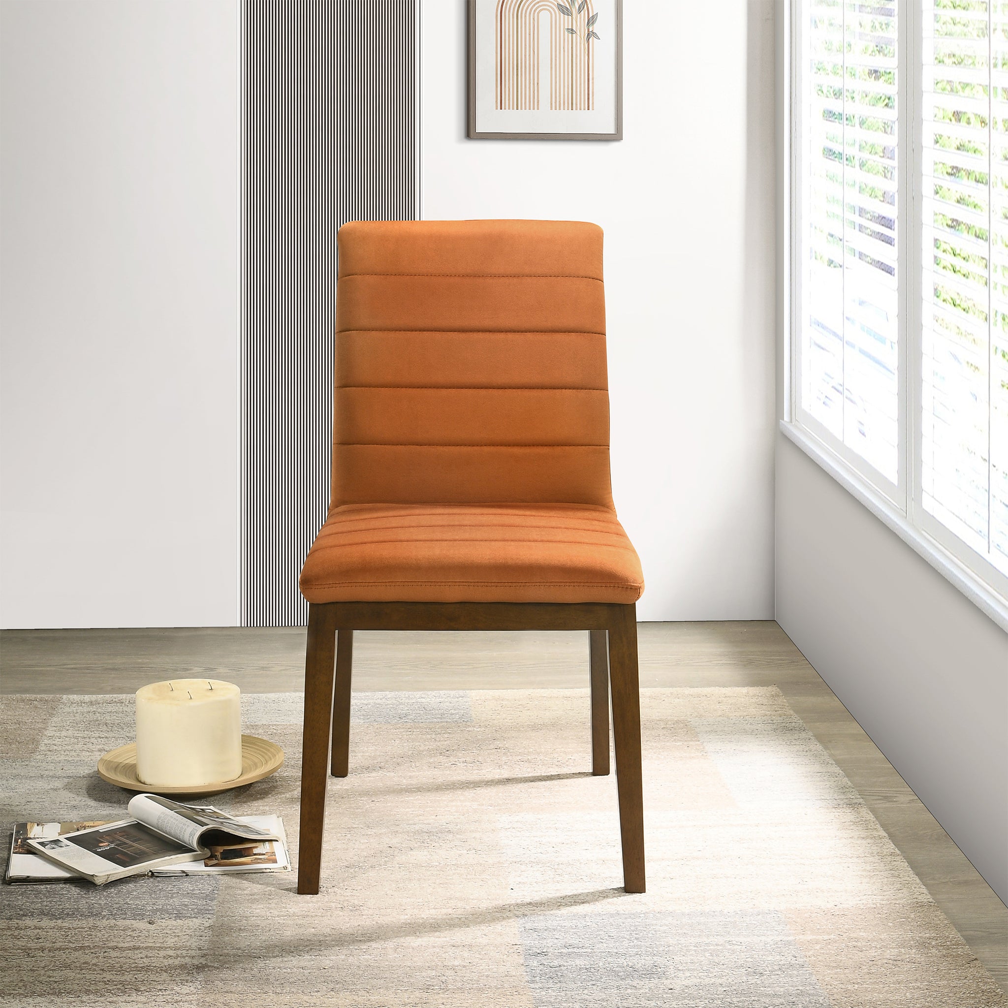 Isley Burnt Orange Velvet Dining Chair Set of 2 - MidinMod