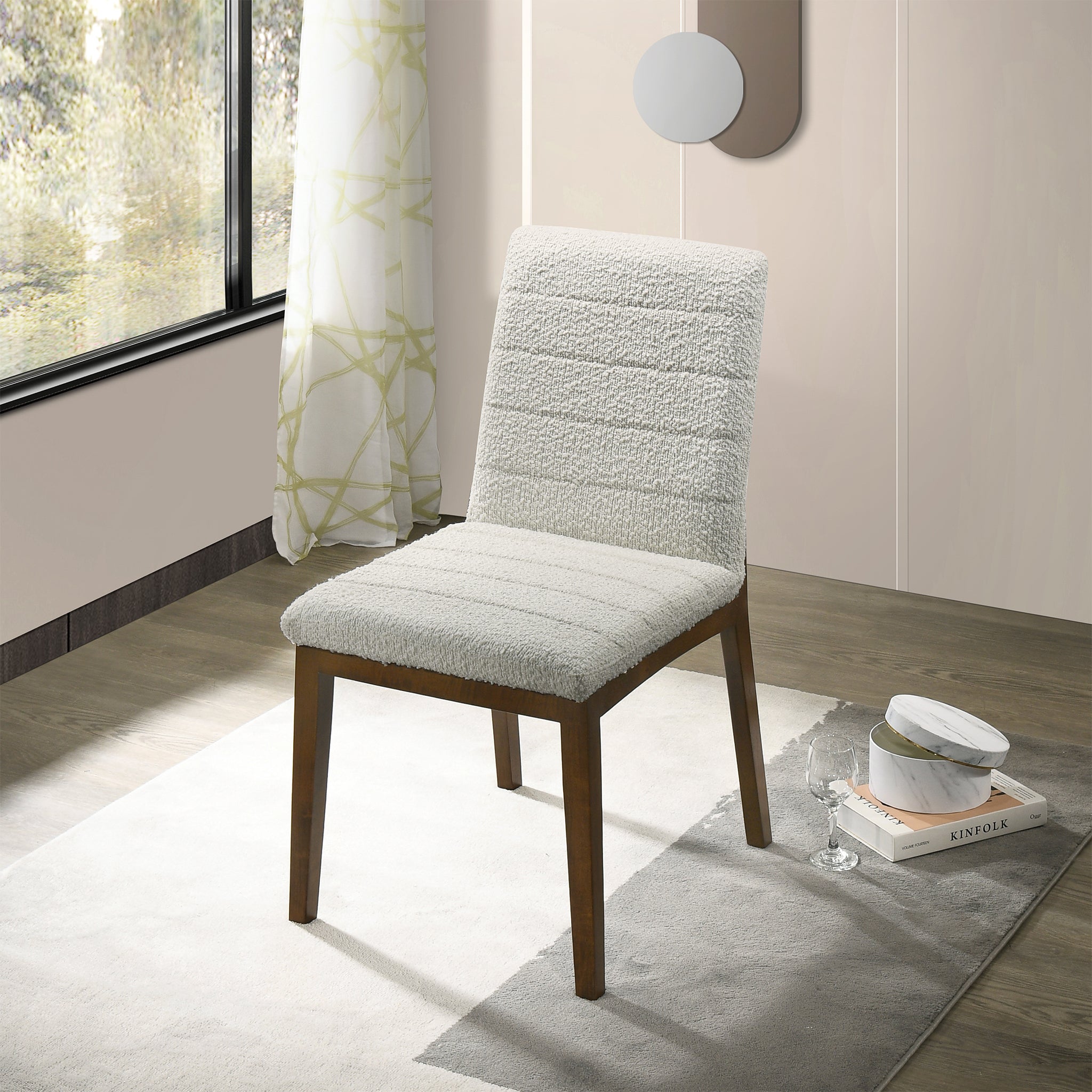 Isley White Boucle Dining Chair Set of 2 - MidinMod