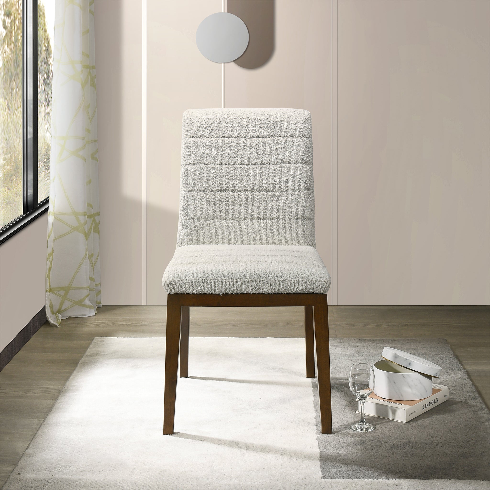 Isley White Boucle Dining Chair Set of 2 - MidinMod