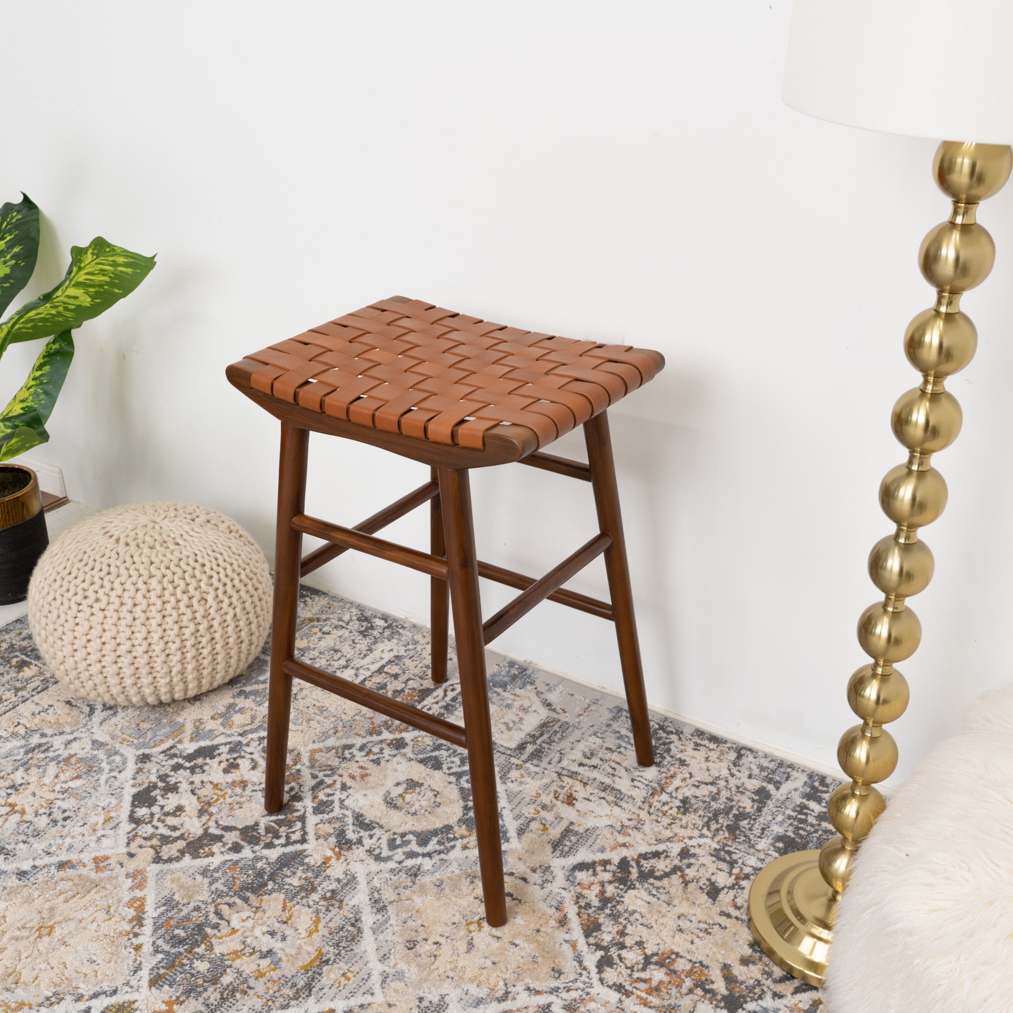 Janet Tan Leather Bar Stool - MidinMod