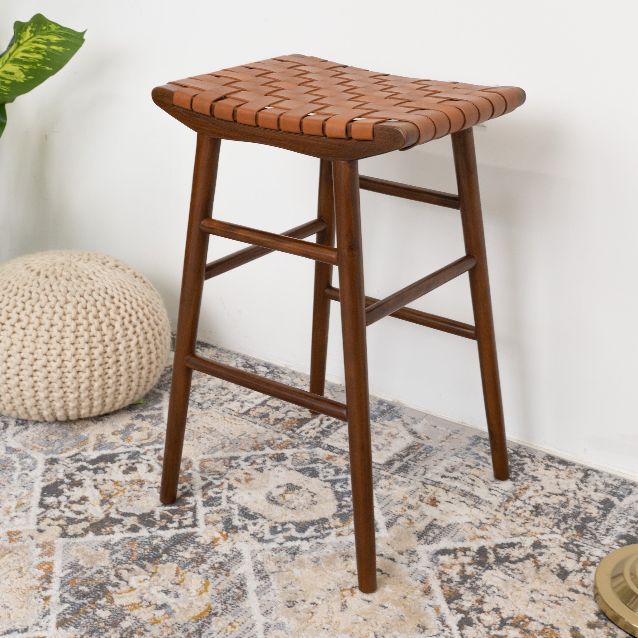 Janet Tan Leather Bar Stool - MidinMod