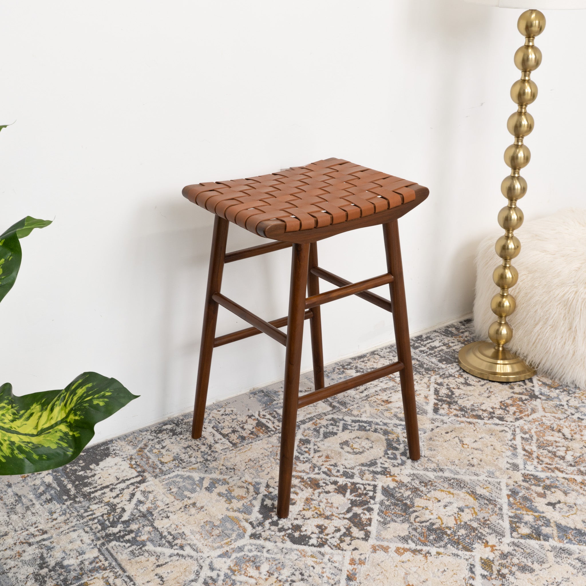 Janet Tan Leather Bar Stool - MidinMod