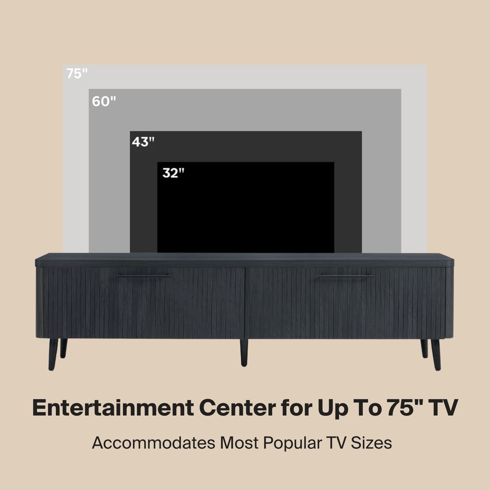 Jodie Charcoal Grey TV Stand | Modern Media Console & Storage Center | MidinMod