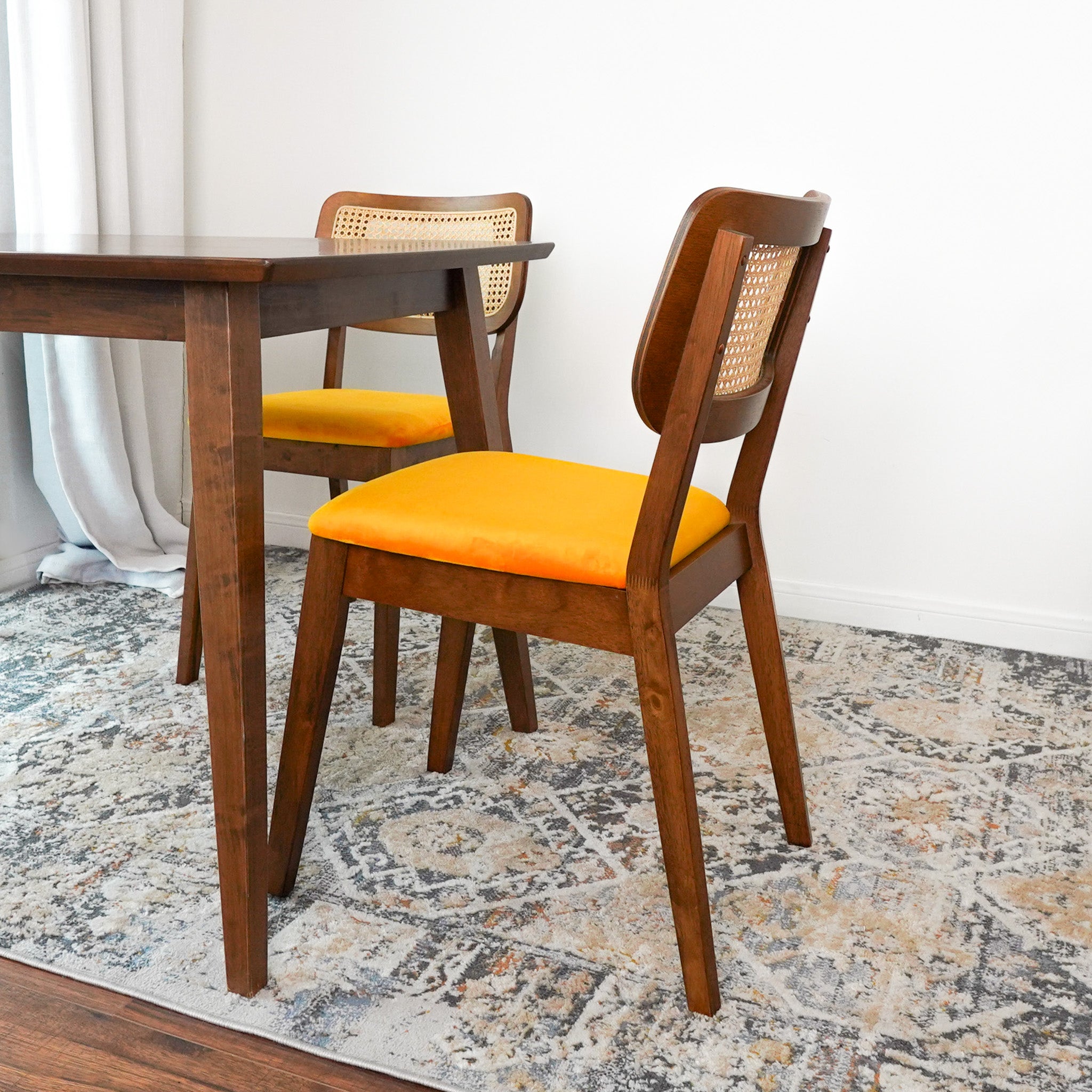 Kane Orange Velvet Dining Chair Set of 2 - MidinMod