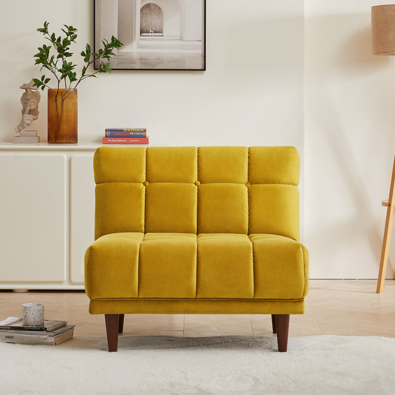 Kano Armless Lounge Chair (Dark Yellow - Velvet)