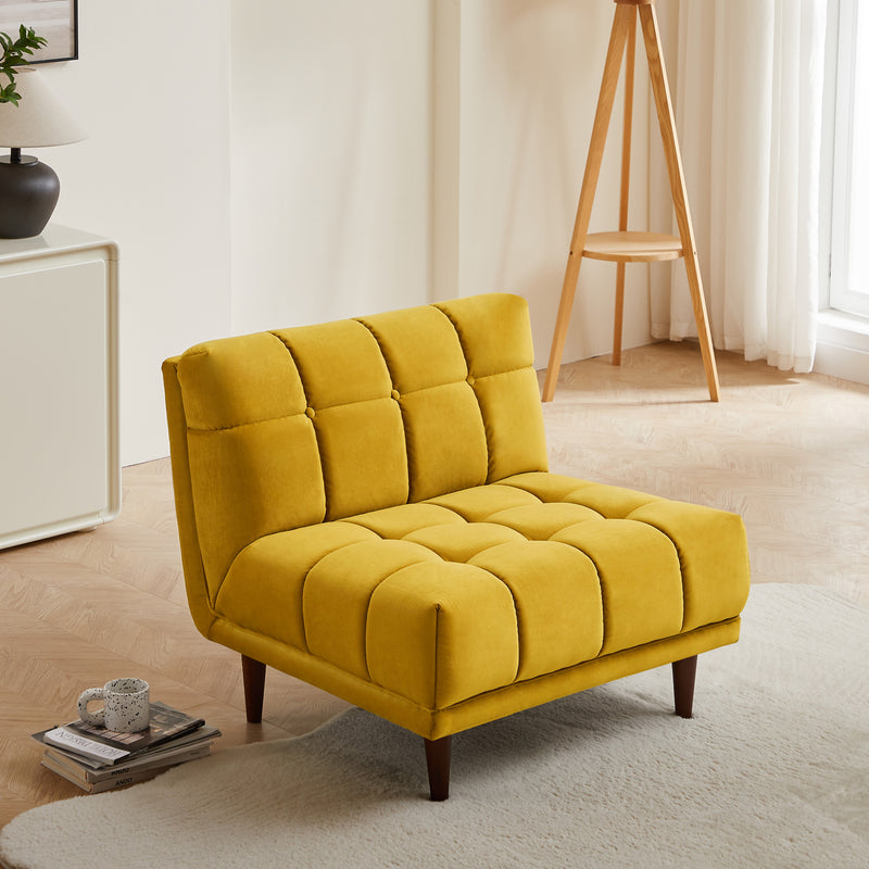 Kano Armless Lounge Chair (Dark Yellow - Velvet)