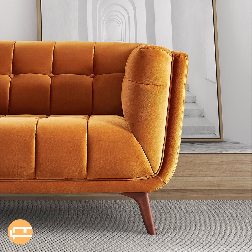 Kano Burnt Orange Velvet Large Sofa - MidinMod