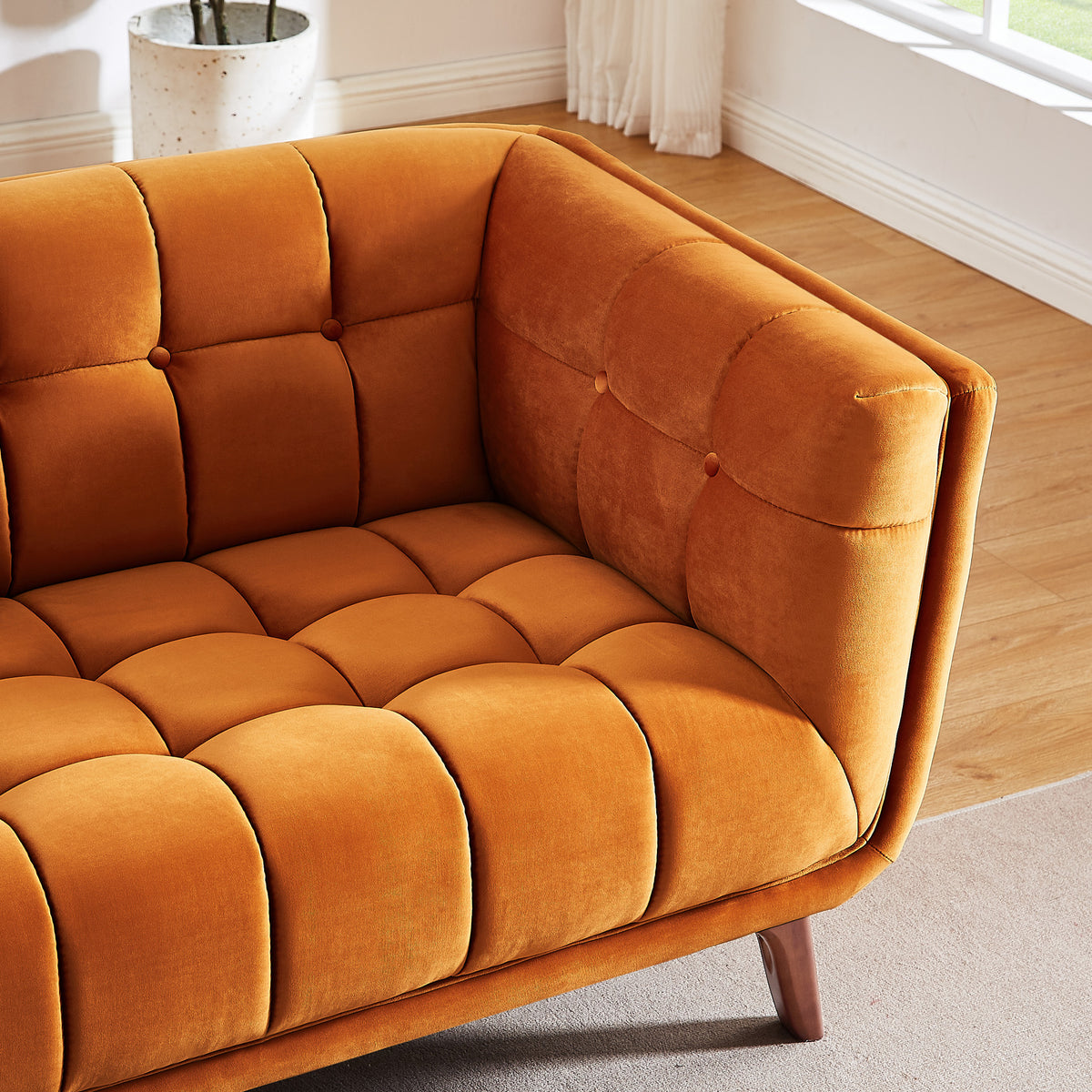 Kano Large Sofa (Burnt Orange-Velvet)