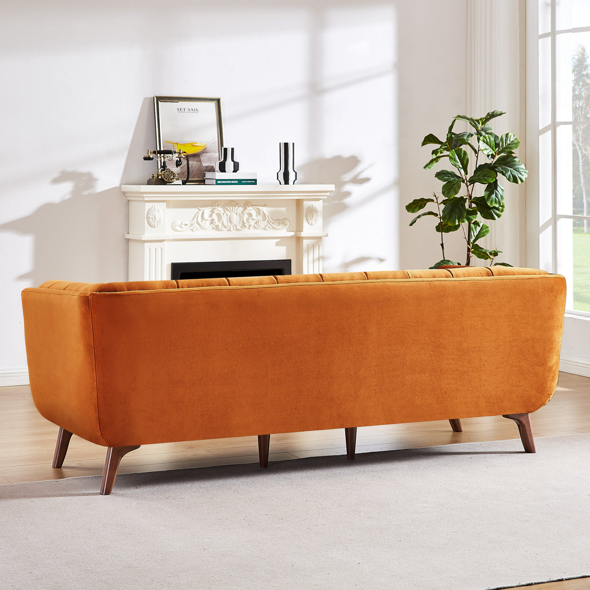 Kano Burnt Orange Velvet Large Sofa