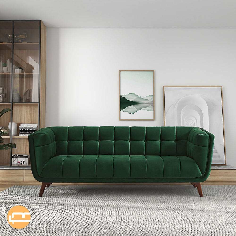 Kano Dark Green Velvet Large Sofa - MidinMod