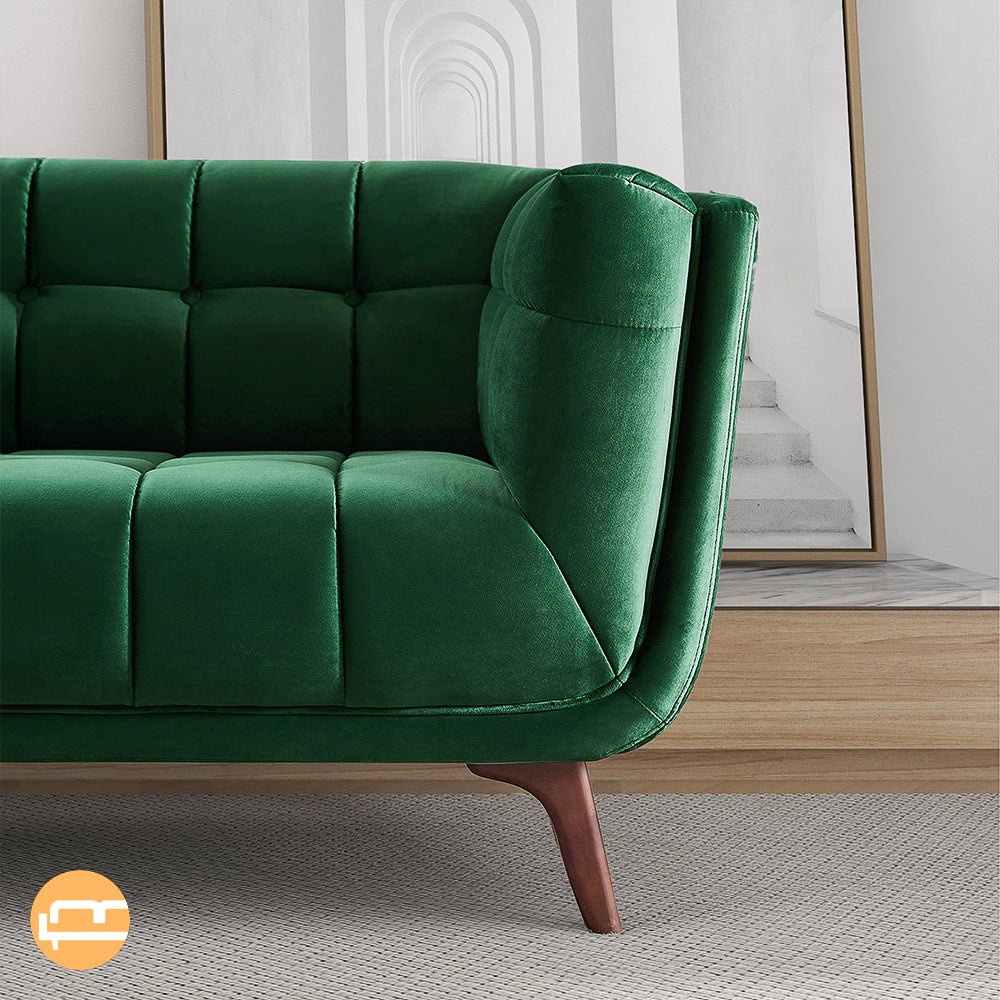 Kano Dark Green Velvet Large Sofa - MidinMod