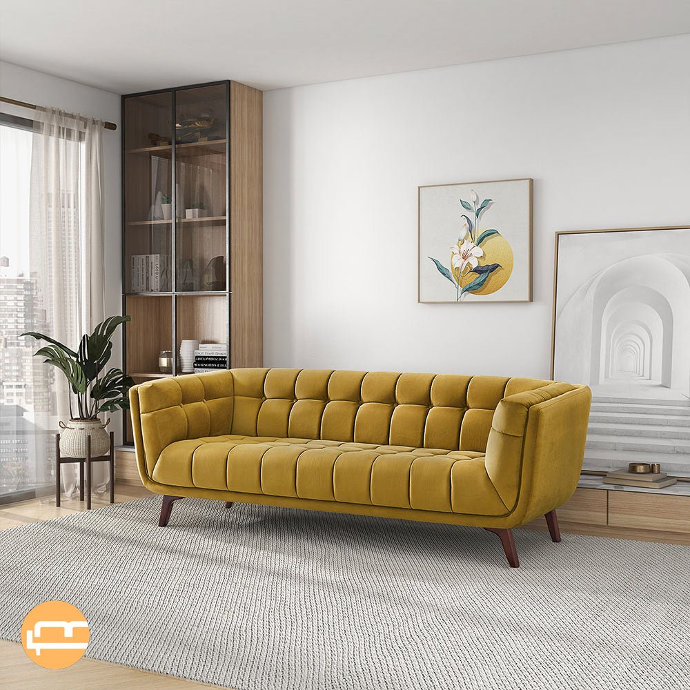 Kano Large Gold Velvet Sofa - MidinMod