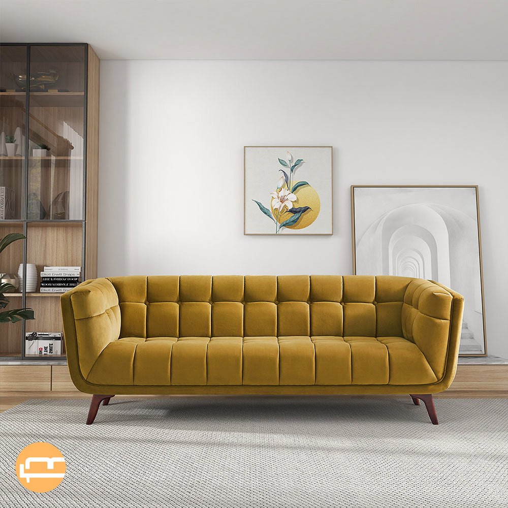 Kano Large Gold Velvet Sofa - MidinMod