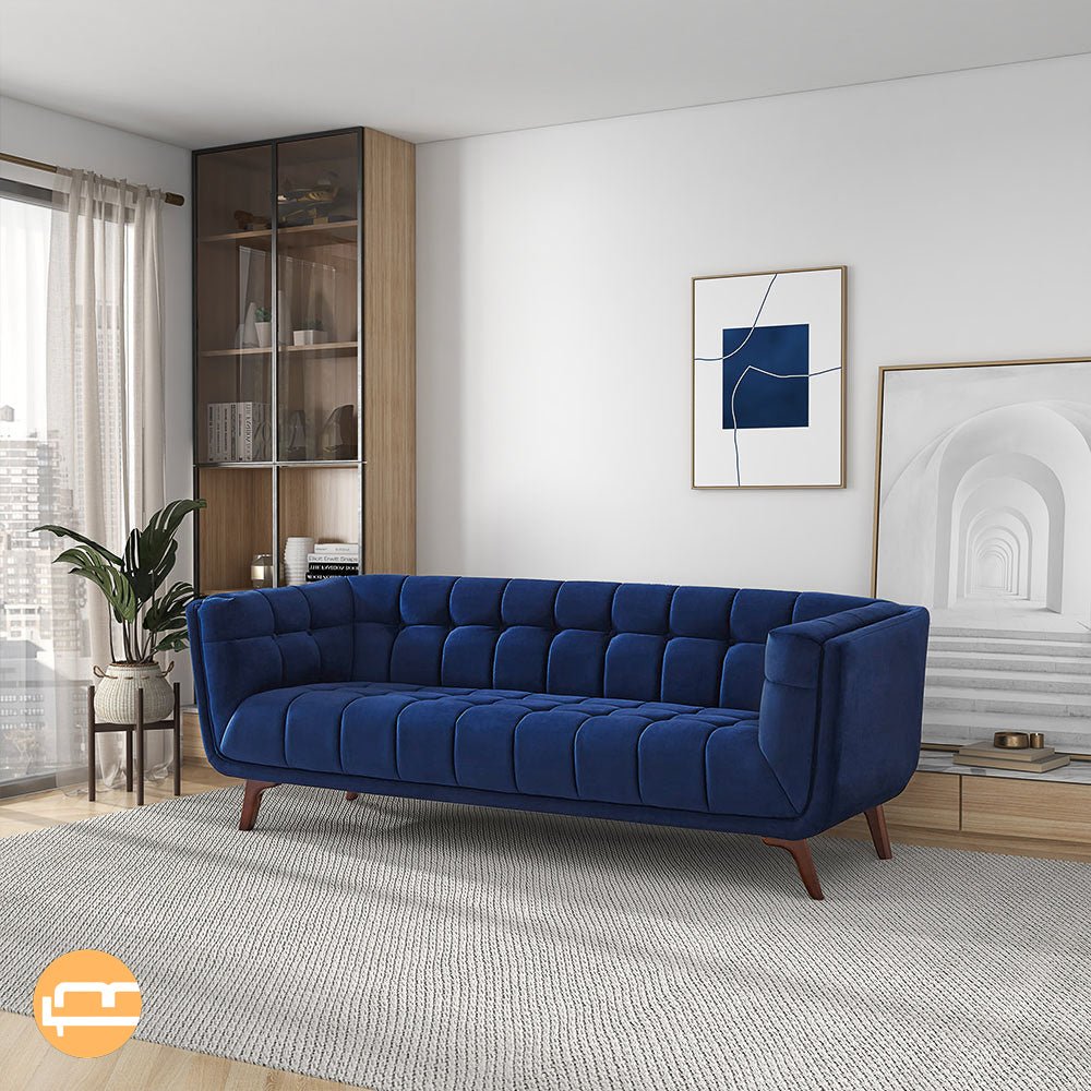 Kano Large Navy Blue Velvet Sofa - MidinMod