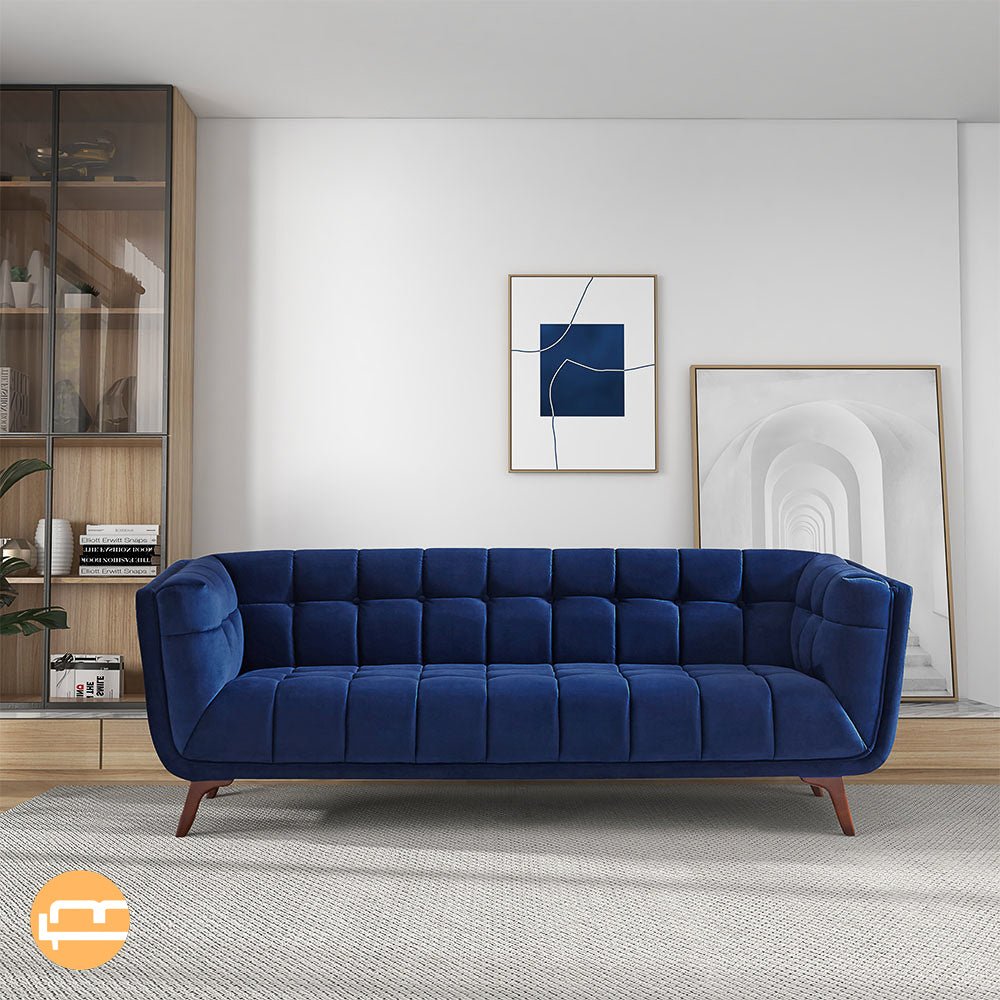 Kano Large Navy Blue Velvet Sofa - MidinMod