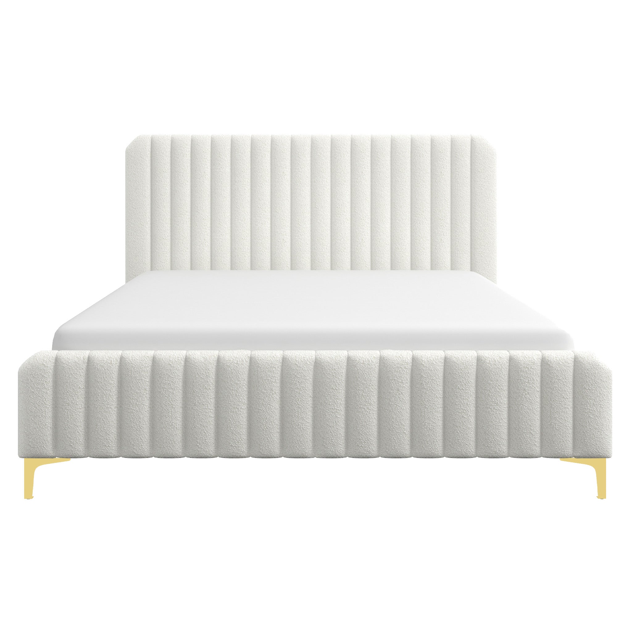 Angela King Size Cream Boucle Platform Bed - MidinMod