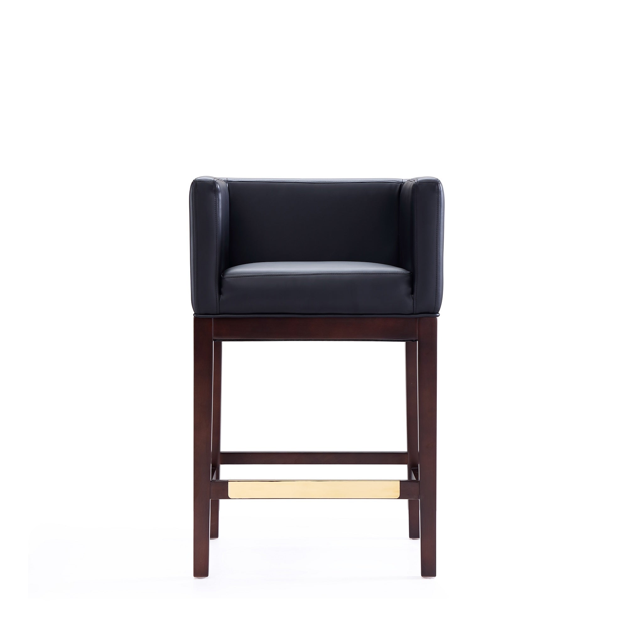Kingsley Black Counter Stool | Modern Leather Upholstered Seating with Backrest | MidinMod