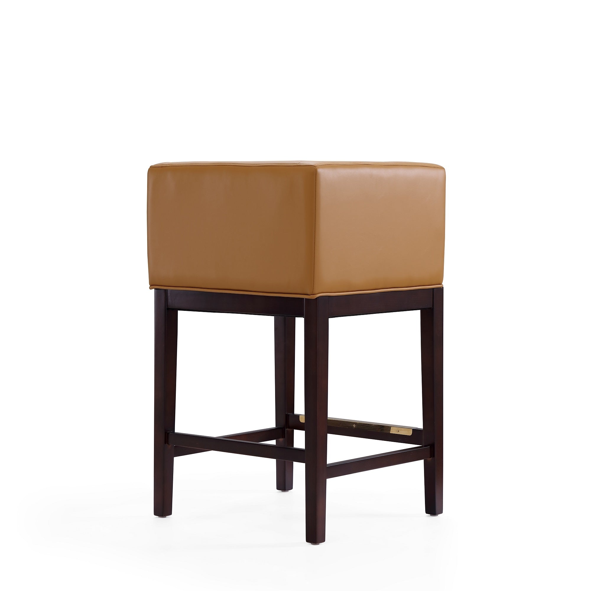 Kingsley Camel Counter Stool | Modern Leather Upholstered Seating with Backrest | MidinMod